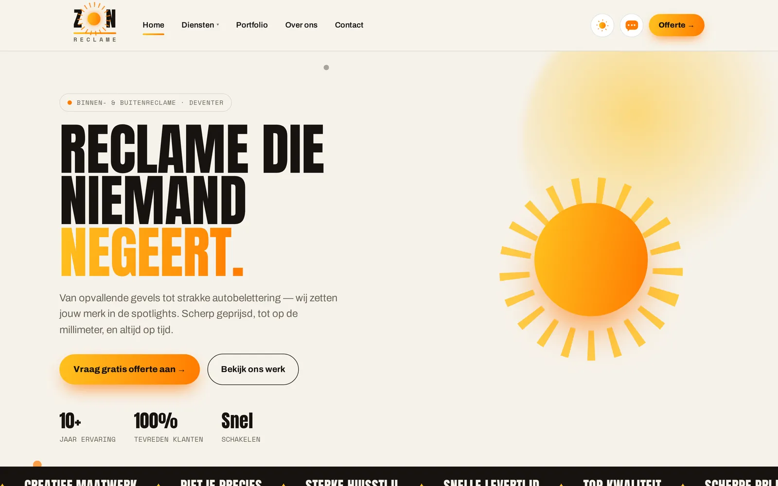 Schermafdruk van het werk voor ZON Reclame